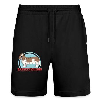 Basset Hound Chiens | Cadeau de propriétaire de chien - Short de jogging bio TRAINER Stanley/Stella unisexe - noir - Devant - Nik (191cm) & Marisol (170cm)