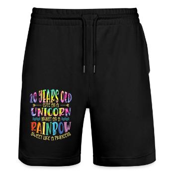20 Jahre Alt Niedlich Wie Ein Einhorn Hell Wie - Stanley/Stella Unisex Bio Joggingshorts Trainer  - Schwarz - Vorne - Nik (191cm) & Marisol (170cm)