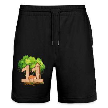 11th birthday | Sloth birthday | Sloth - Stanley/Stella Trainer Unisex Organic Jogging Shorts - black - Front - Nik (191cm) & Marisol (170cm)