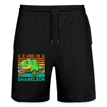You are one in a Chameleon - Stanley/Stella Trainer Unisex Organic Jogging Shorts - black - Front - Nik (191cm) & Marisol (170cm)