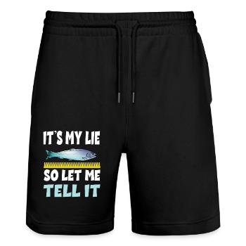 It's My Lie So Let Me Tell It für einen Angler - Stanley/Stella Unisex Bio Joggingshorts Trainer  - Schwarz - Vorne - Nik (191cm) & Marisol (170cm)