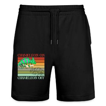 Chameleon on Chameleon off - Stanley/Stella Unisex Bio Joggingshorts Trainer  - Schwarz - Vorne - Nik (191cm) & Marisol (170cm)