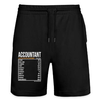 Buchhalter tageswerte Lustiger Buchhalter - Stanley/Stella Unisex Bio Joggingshorts Trainer  - Schwarz - Vorne - Nik (191cm) & Marisol (170cm)