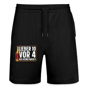 BETTER 10 BEFORE 4 THAN NONE AFTER 1 beer lover - Stanley/Stella Trainer Unisex Organic Jogging Shorts - black - Front - Nik (191cm) & Marisol (170cm)