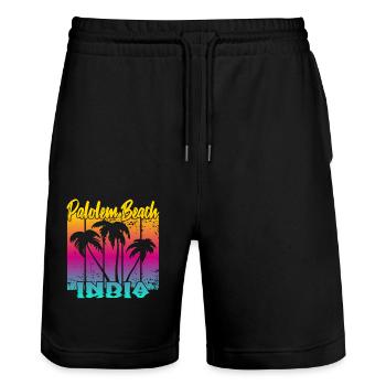 Palolem Beach India - Stanley/Stella Unisex Bio Joggingshorts Trainer  - Schwarz - Vorne - Nik (191cm) & Marisol (170cm)