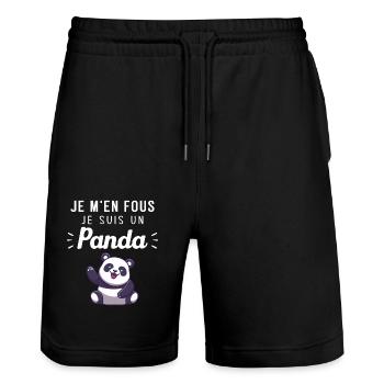 Je m'en fous je suis un panda Humour Cadeau - Short de jogging bio TRAINER Stanley/Stella unisexe - noir - Devant - Nik (191cm) & Marisol (170cm)