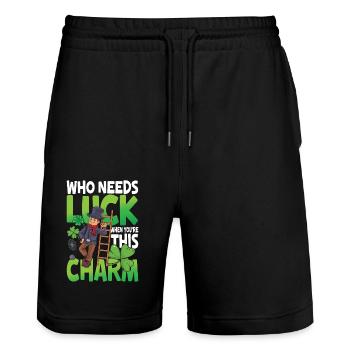 Who Needs Luck When You're This Charm - Stanley/Stella Unisex Bio Joggingshorts Trainer  - Schwarz - Vorne - Nik (191cm) & Marisol (170cm)