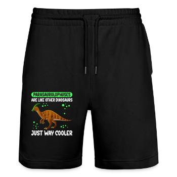 Parasaurolophus Dinosaur | Dinos Gift - Stanley/Stella Trainer Unisex Organic Jogging Shorts - black - Front - Nik (191cm) & Marisol (170cm)
