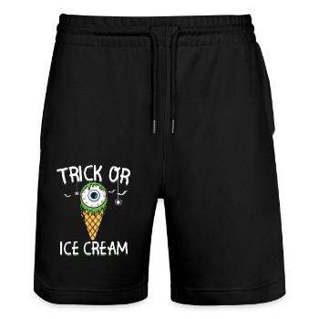 Astuce ou crème glacée Creepy Eyeball Halloween - Short de jogging bio TRAINER Stanley/Stella unisexe - noir - Devant - Nik (191cm) & Marisol (170cm)