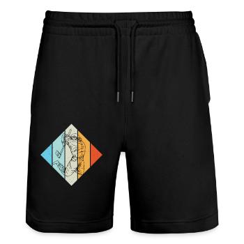 Axe Throw Retro - Stanley/Stella Trainer Unisex Organic Jogging Shorts - black - Front - Nik (191cm) & Marisol (170cm)