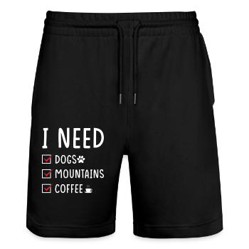 hunde Berge Kaffee - Stanley/Stella Unisex Bio Joggingshorts Trainer  - Schwarz - Vorne - Nik (191cm) & Marisol (170cm)