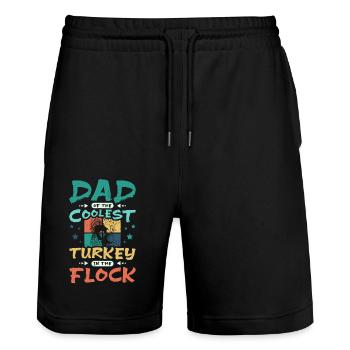 Dad of the coolest turkey in the flock - Stanley/Stella Unisex Bio Joggingshorts Trainer  - Schwarz - Vorne - Nik (191cm) & Marisol (170cm)