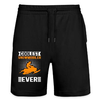 Schneemobil Schneemobilfahrer Snowmobile Geschenk - Stanley/Stella Unisex Bio Joggingshorts Trainer  - Schwarz - Vorne - Nik (191cm) & Marisol (170cm)