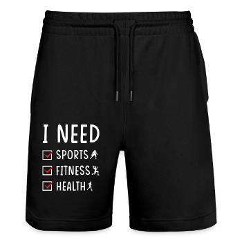 Sport Fitness Santé - Short de jogging bio TRAINER Stanley/Stella unisexe - noir - Devant - Nik (191cm) & Marisol (170cm)