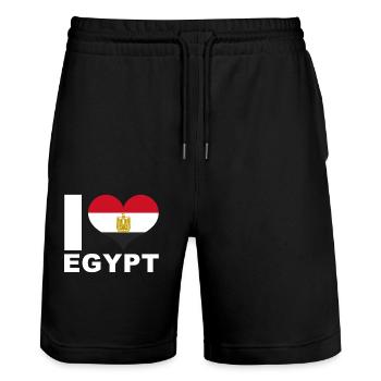 I love Egypt heart flag Egypt - Stanley/Stella Trainer Unisex Organic Jogging Shorts - black - Front - Nik (191cm) & Marisol (170cm)
