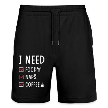 Eating Sleeping Coffee - Stanley/Stella Trainer Unisex Organic Jogging Shorts - black - Front - Nik (191cm) & Marisol (170cm)