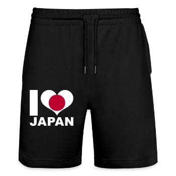 J’adore le drapeau du cœur du Japon - Short de jogging bio TRAINER Stanley/Stella unisexe - noir - Devant - Nik (191cm) & Marisol (170cm)