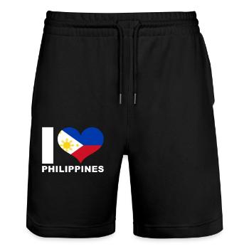 Ich liebe Philippinen Herz Flagge Philippinen - Stanley/Stella Unisex Bio Joggingshorts Trainer  - Schwarz - Vorne - Nik (191cm) & Marisol (170cm)