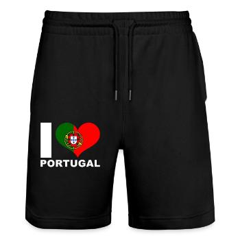J’aime le drapeau du cœur du Portugal - Short de jogging bio TRAINER Stanley/Stella unisexe - noir - Devant - Nik (191cm) & Marisol (170cm)