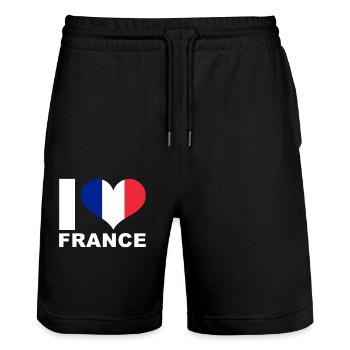 Ich liebe Frankreich Herz Flagge Frankreich - Stanley/Stella Unisex Bio Joggingshorts Trainer  - Schwarz - Vorne - Nik (191cm) & Marisol (170cm)