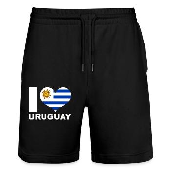 Ich liebe Uruguay Herz Flagge Uruguay - Stanley/Stella Unisex Bio Joggingshorts Trainer  - Schwarz - Vorne - Nik (191cm) & Marisol (170cm)