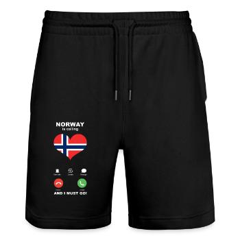 Norway is calling Norway Heart Souvenir - Stanley/Stella Trainer Unisex Organic Jogging Shorts - black - Front - Nik (191cm) & Marisol (170cm)