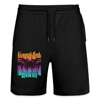Plage de Ka’anapali Hawaï - Short de jogging bio TRAINER Stanley/Stella unisexe - noir - Devant - Nik (191cm) & Marisol (170cm)
