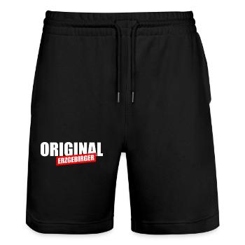 Original Erzgebirger - Stanley/Stella Unisex Bio Joggingshorts Trainer  - Schwarz - Vorne - Nik (191cm) & Marisol (170cm)