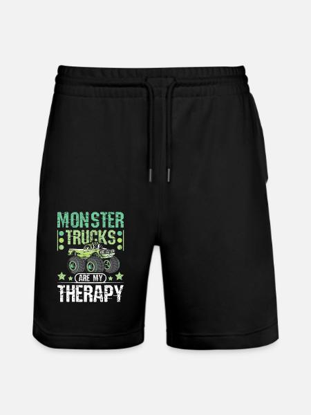 Monster trucks are my therapy - Stanley/Stella Trainer Unisex Organic Jogging Shorts - black