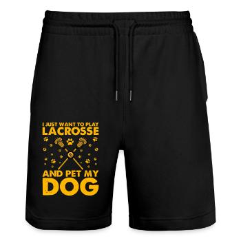 I just want to play Lacrosse and pet my Dog - Stanley/Stella Unisex Bio Joggingshorts Trainer  - Schwarz - Vorne - Nik (191cm) & Marisol (170cm)