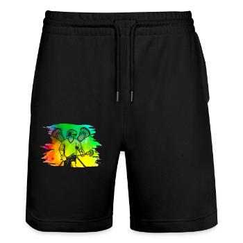 Lacrosse - Stanley/Stella Unisex Bio Joggingshorts Trainer  - Schwarz - Vorne - Nik (191cm) & Marisol (170cm)
