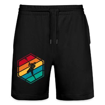 Lacrosse - Stanley/Stella Trainer Unisex Organic Jogging Shorts - black - Front - Nik (191cm) & Marisol (170cm)
