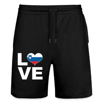 Ich liebe Slowenien Herz Flagge Slowenien - Stanley/Stella Unisex Bio Joggingshorts Trainer  - Schwarz - Vorne - Nik (191cm) & Marisol (170cm)