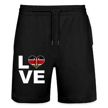 J’adore le drapeau du cœur du Kenya - Short de jogging bio TRAINER Stanley/Stella unisexe - noir - Devant - Nik (191cm) & Marisol (170cm)