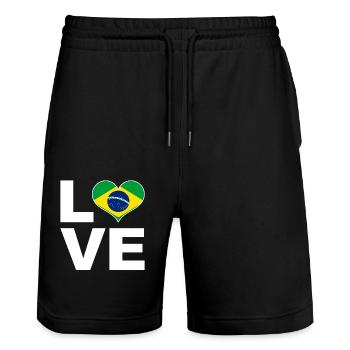 I love Brazil heart flag Brazil - Stanley/Stella Trainer Unisex Organic Jogging Shorts - black - Front - Nik (191cm) & Marisol (170cm)