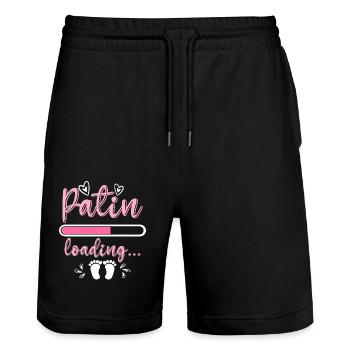 Patentante 2023 loading Patenkind Baby Patentante - Stanley/Stella Unisex Bio Joggingshorts Trainer  - Schwarz - Vorne - Nik (191cm) & Marisol (170cm)