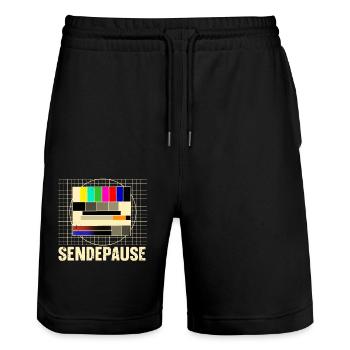 Testbild Sendepause - Stanley/Stella Unisex Bio Joggingshorts Trainer  - Schwarz - Vorne - Nik (191cm) & Marisol (170cm)
