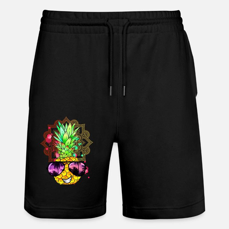 Pineapple Mandala - Stanley/Stella Trainer Unisex Organic Jogging Shorts - black