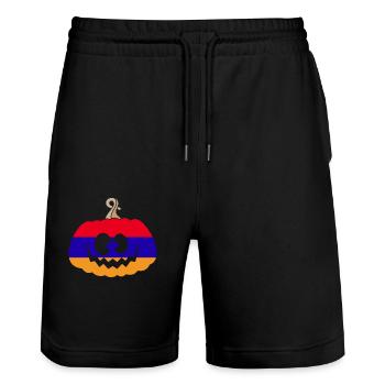 Hongrie Halloween Citrouille - Short de jogging bio TRAINER Stanley/Stella unisexe - noir - Devant - Nik (191cm) & Marisol (170cm)