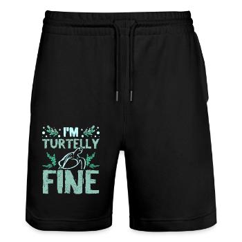 I'm turtelly fin - Stanley/Stella Trainer Unisex Organic Jogging Shorts - black - Front - Nik (191cm) & Marisol (170cm)