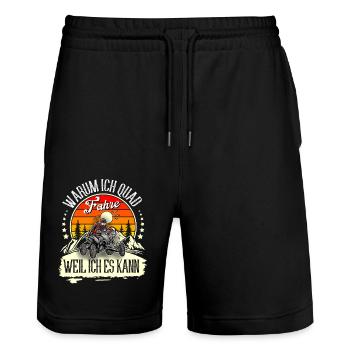 Quad ATV Offroad Quadfahrer - Stanley/Stella Unisex Bio Joggingshorts Trainer  - Schwarz - Vorne - Nik (191cm) & Marisol (170cm)