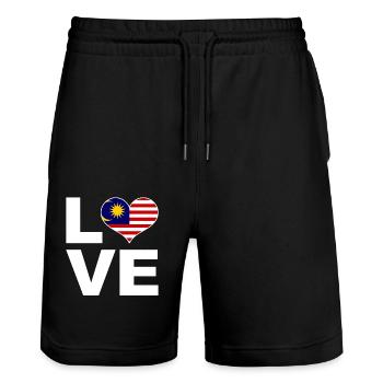 J’aime le drapeau du cœur de la Malaisie - Short de jogging bio TRAINER Stanley/Stella unisexe - noir - Devant - Nik (191cm) & Marisol (170cm)