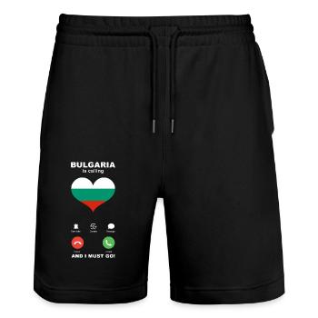 Bulgaria is calling Bulgaria Heart Souvenir - Stanley/Stella Trainer Unisex Organic Jogging Shorts - black - Front - Nik (191cm) & Marisol (170cm)