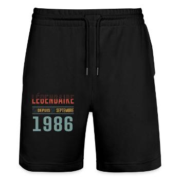 Légendaire Depuis Septembre 1986 Anniversaire - Short de jogging bio TRAINER Stanley/Stella unisexe - noir - Devant - Nik (191cm) & Marisol (170cm)