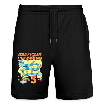 Dieses Brettspiel Champion Ist Jetzt 5 | - Stanley/Stella Unisex Bio Joggingshorts Trainer  - Schwarz - Vorne - Nik (191cm) & Marisol (170cm)