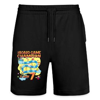 Dieses Brettspiel Champion Ist Jetzt 7 | - Stanley/Stella Unisex Bio Joggingshorts Trainer  - Schwarz - Vorne - Nik (191cm) & Marisol (170cm)