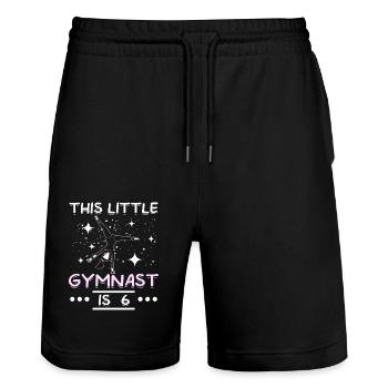 This little gymnast is 6 - Stanley/Stella Unisex Bio Joggingshorts Trainer  - Schwarz - Vorne - Nik (191cm) & Marisol (170cm)