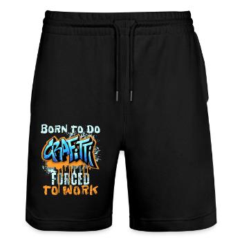 Graffiti-Stil, lustiger Spruch Born-to-do-Grafitti - Stanley/Stella Unisex Bio Joggingshorts Trainer  - Schwarz - Vorne - Nik (191cm) & Marisol (170cm)