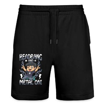 Headbang And Metal On für einen Schüler und Jungs - Stanley/Stella Unisex Bio Joggingshorts Trainer  - Schwarz - Vorne - Nik (191cm) & Marisol (170cm)