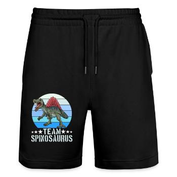 Team Spinosaurus Dinosaurier Dino - Stanley/Stella Unisex Bio Joggingshorts Trainer  - Schwarz - Vorne - Nik (191cm) & Marisol (170cm)